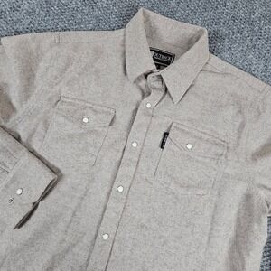 Outback Trading Company Men's Large Tan Herringbone Snap Front Western Shirt